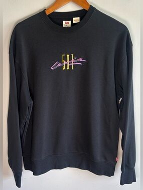 Levi's 501 Archival Crew Sweatshirt Men’s M Sweater Black Embroidered Logo EUC